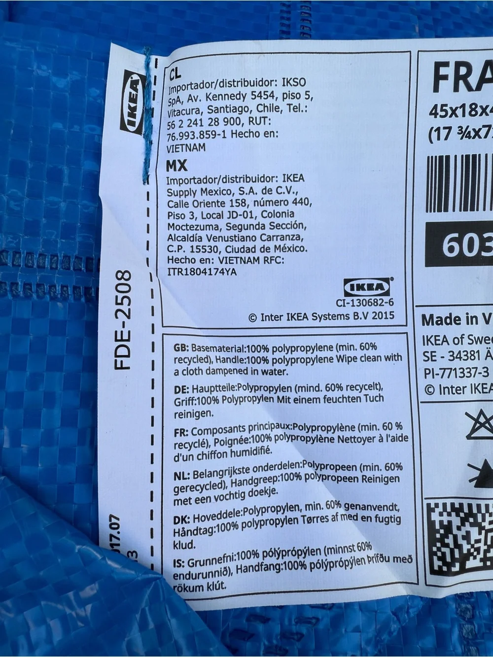 FOUR IKEA 10 gallon bags FRAKTA Set of 4️⃣ Blue Reusable Shopping Totes
